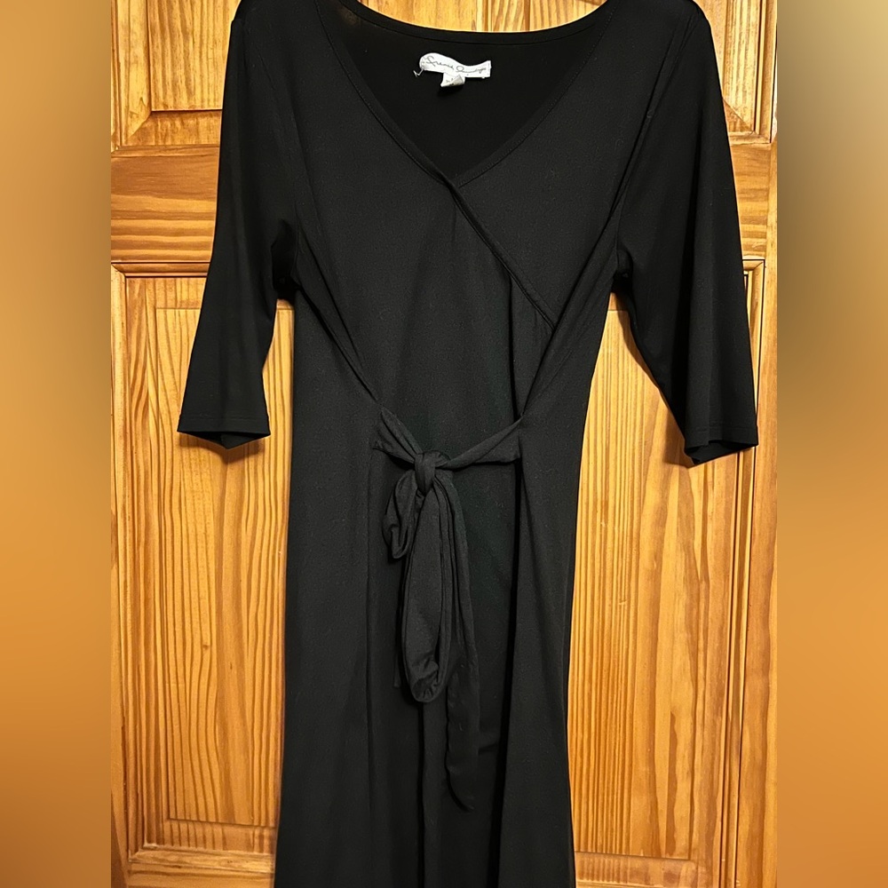 Black Wrap Dress with Tie Waist